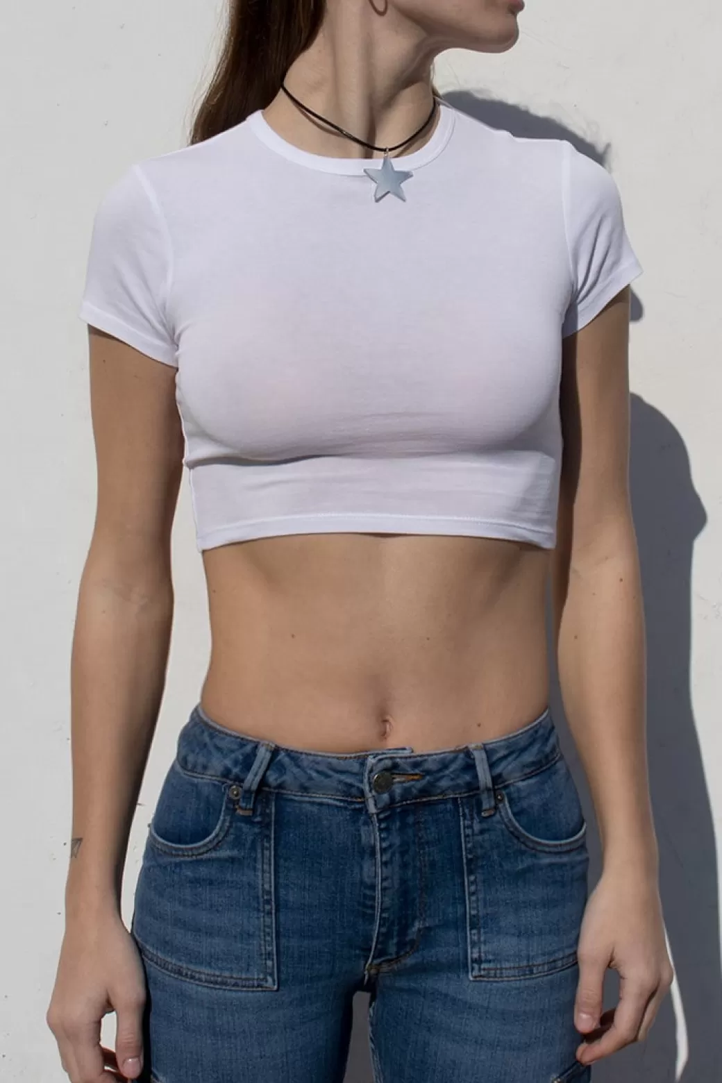 Cheap Crew neck cropped t-shirt Tees