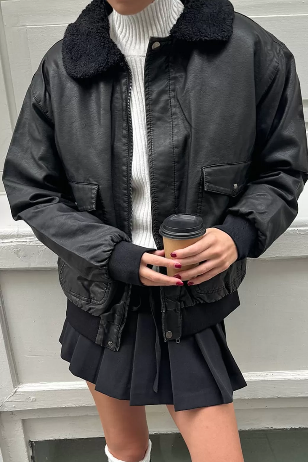 Clearance Faux leather bomber jacket Coats & Jackets