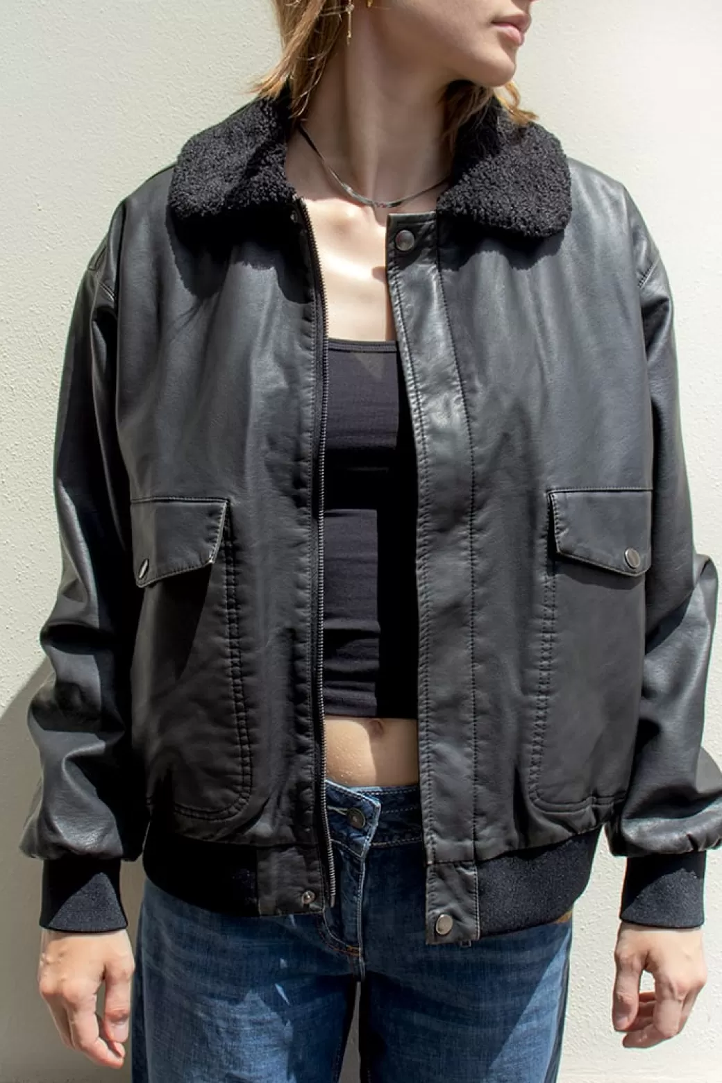 Clearance Faux leather bomber jacket Coats & Jackets