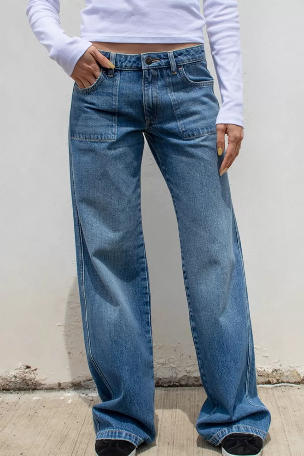 Cheap Low waist straight jeans Denim