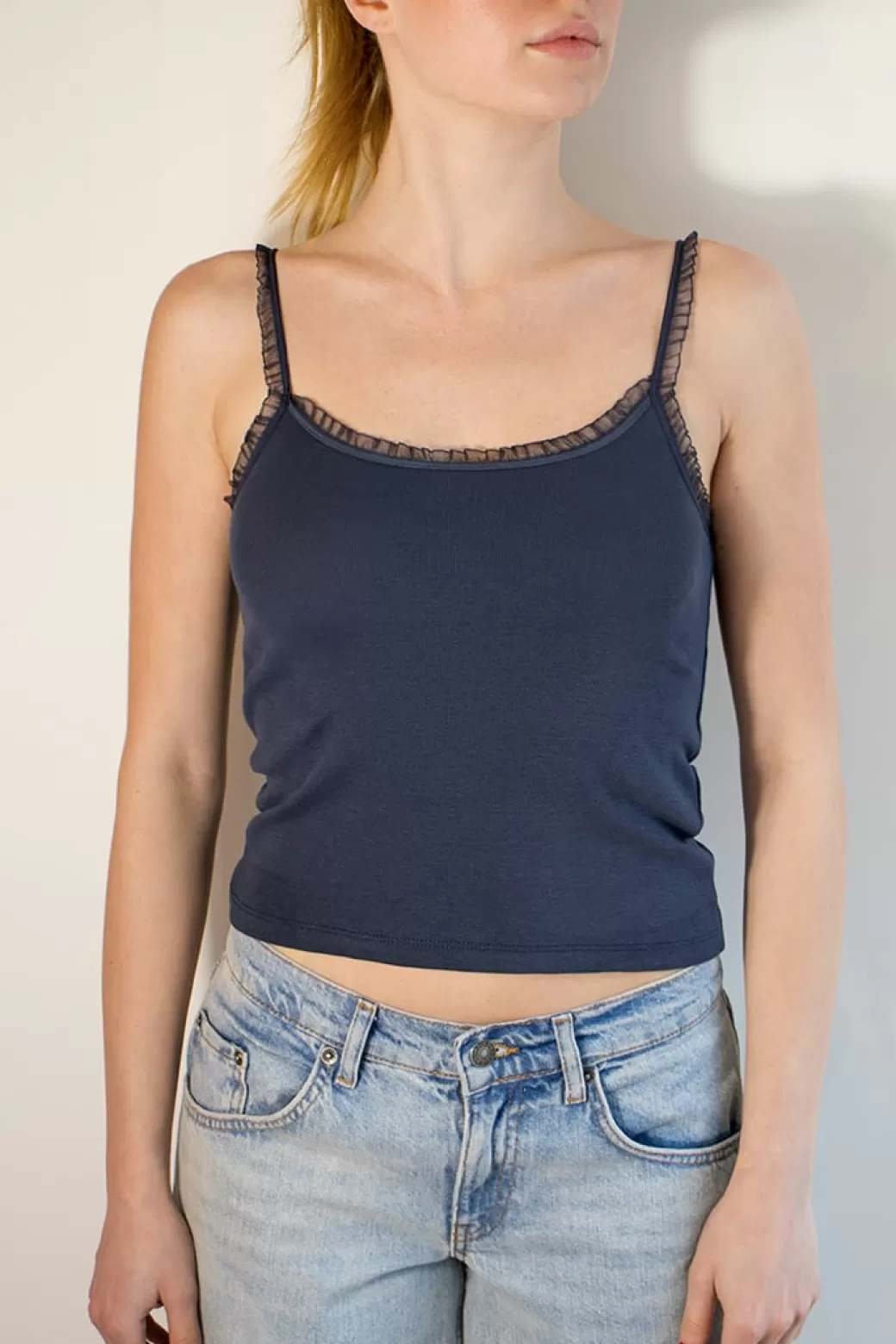 Fashion Mesh insert tank top Tops