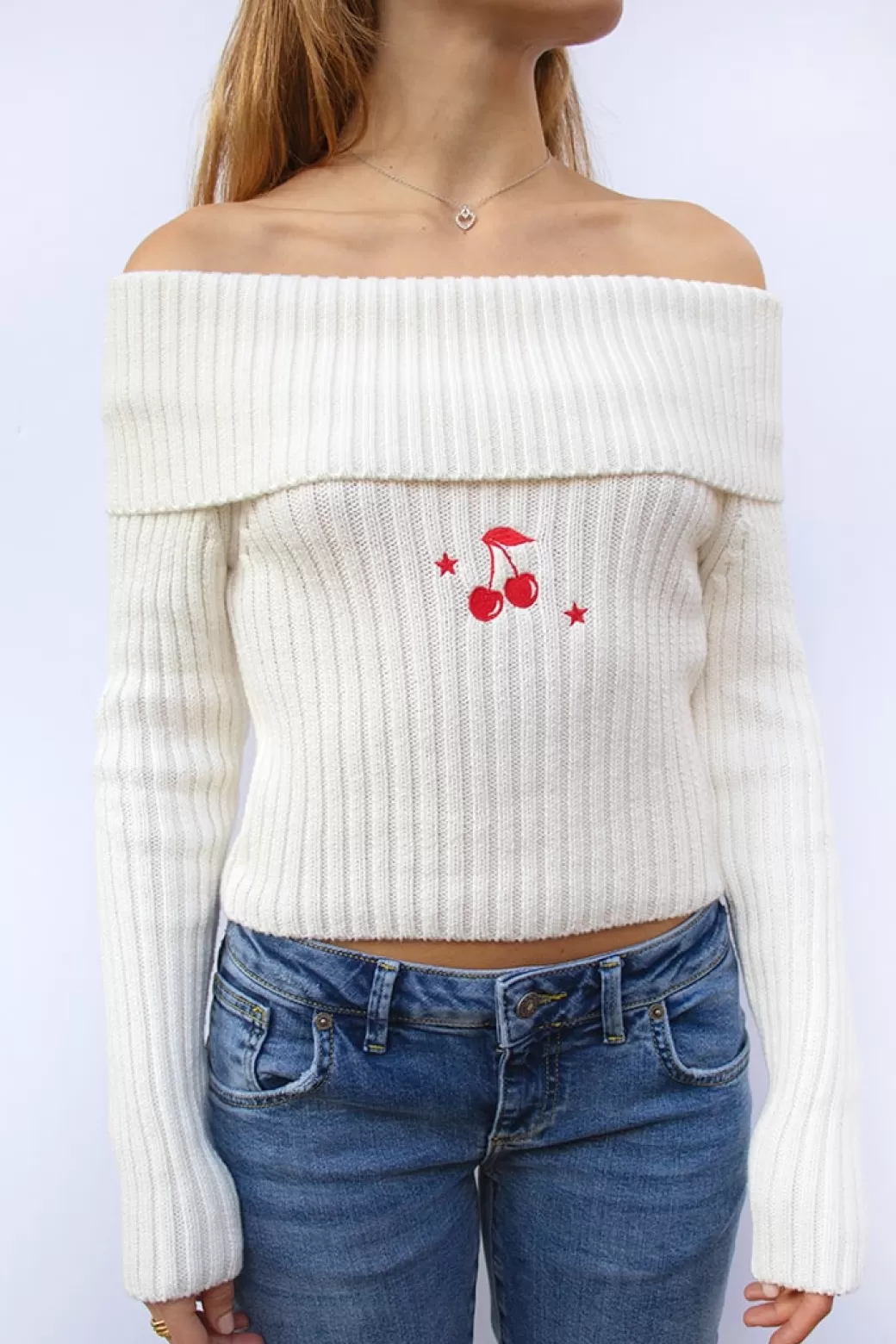 New Off-shoulders Cherry sweater Graphics | Sweaters