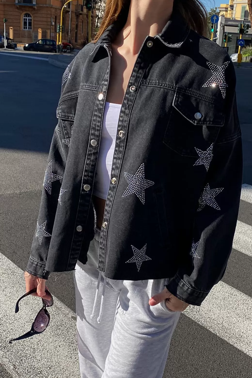 Online Oversized jacket rhinestone stars Graphics | Coats & Jackets