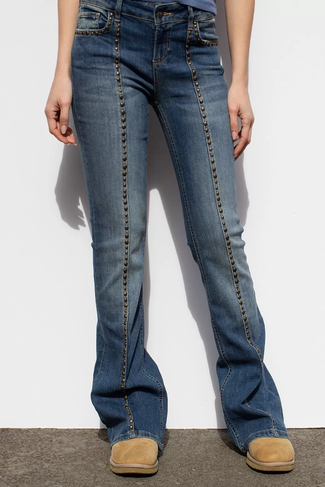 Cheap Studded flare jeans Denim