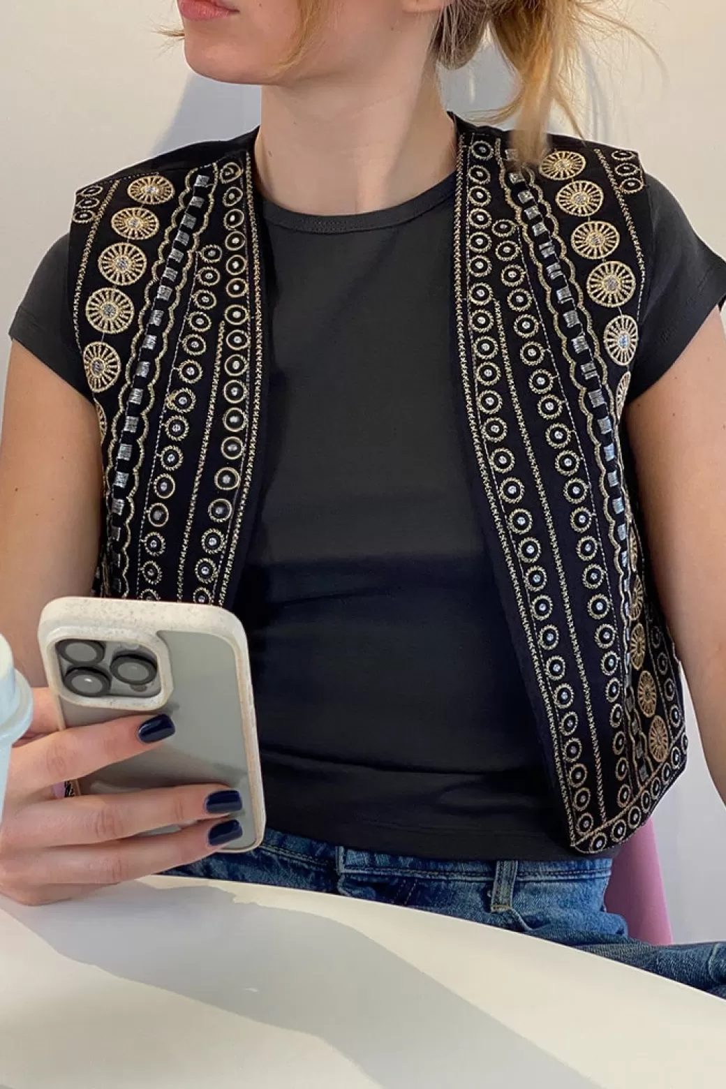 Hot Vest with embroidery Tops